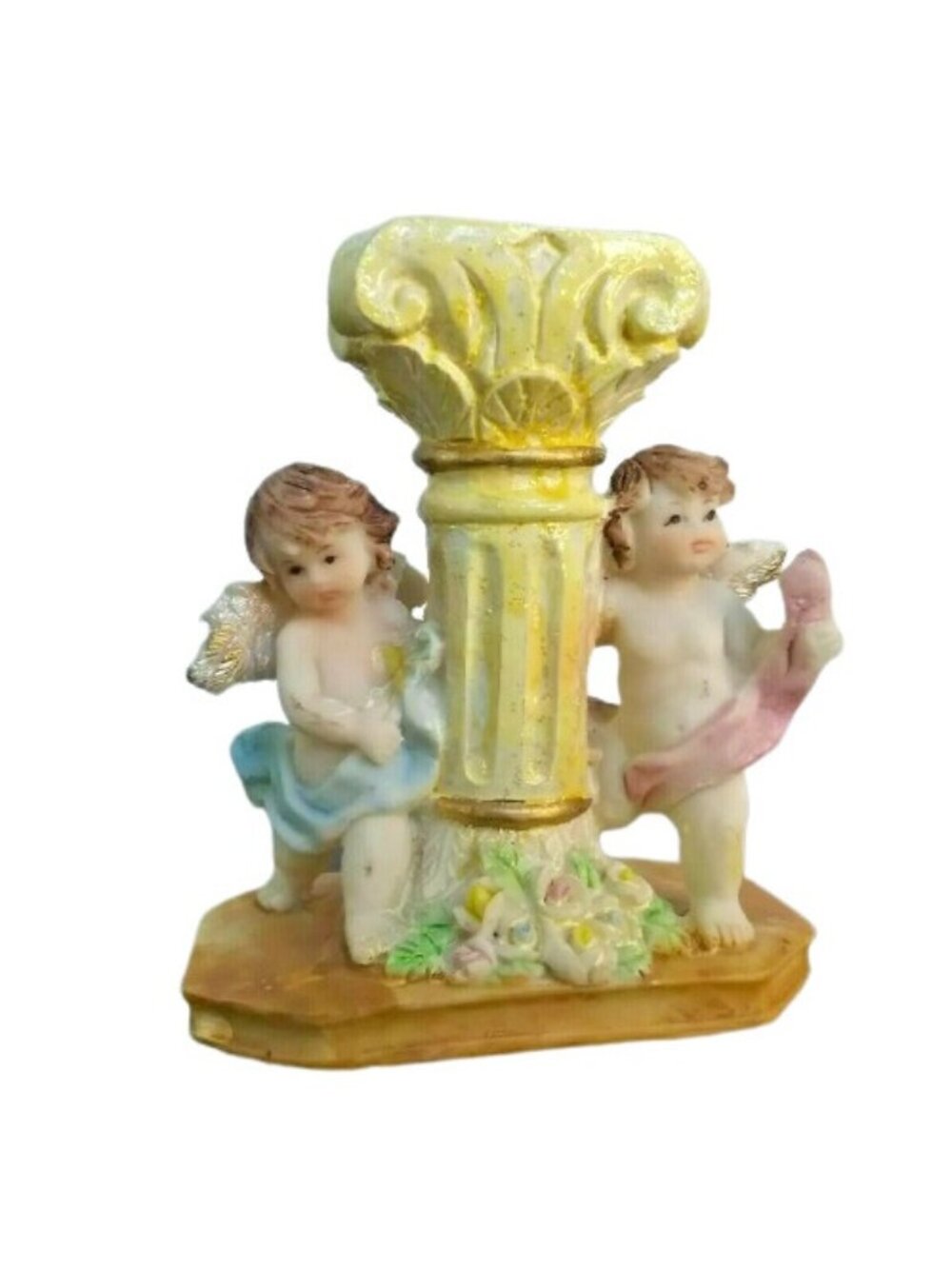 SHIAH YIH Angels Cherubims w/ Pillar Candle Holder Candlestick 4"